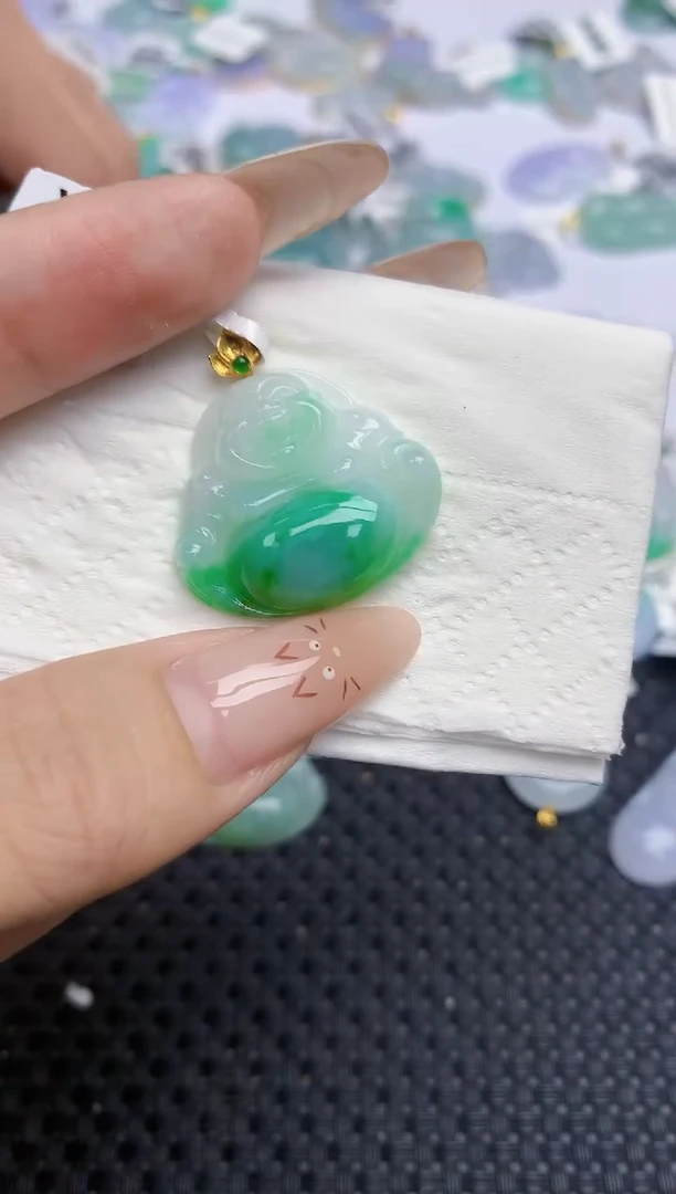 翡翠18K金镶嵌颈饰662   天然翡翠A货