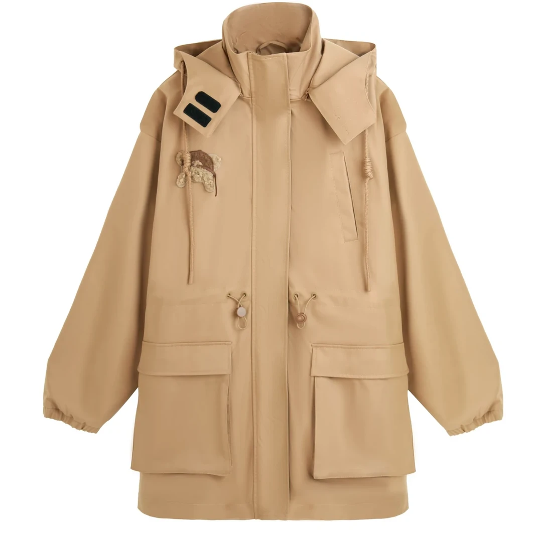 【小熊风衣】2024秋冬新款小熊连帽风衣运动时尚休闲宽松潮流A054