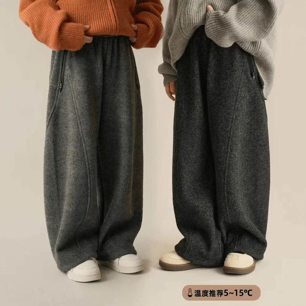 【直播专享】男女童加绒弯刀裤冬季新款中大童宽松百搭休闲长裤