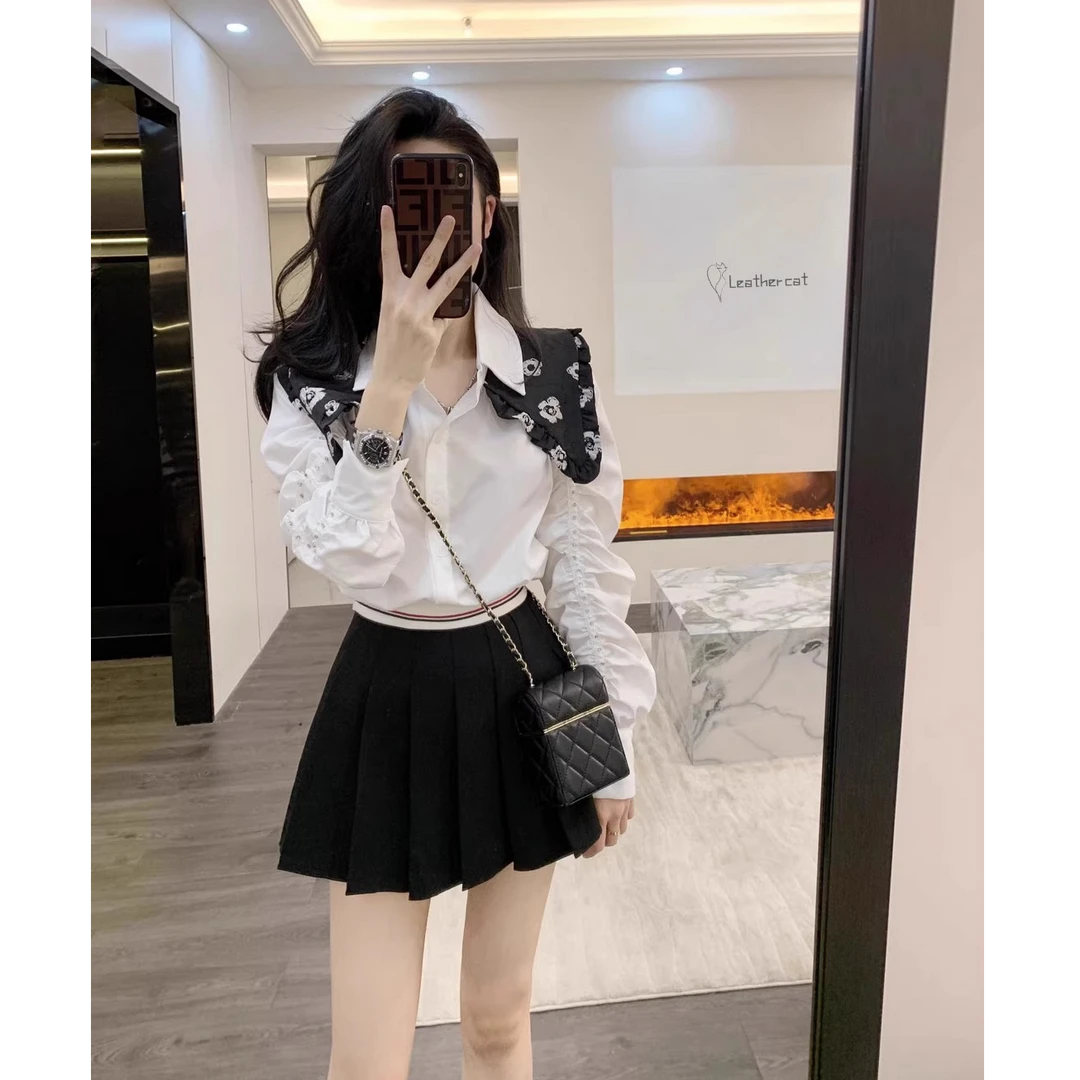 【现货】白衬衫2025早春新款女装法式设计感别致显瘦泡泡袖衬衣上衣
