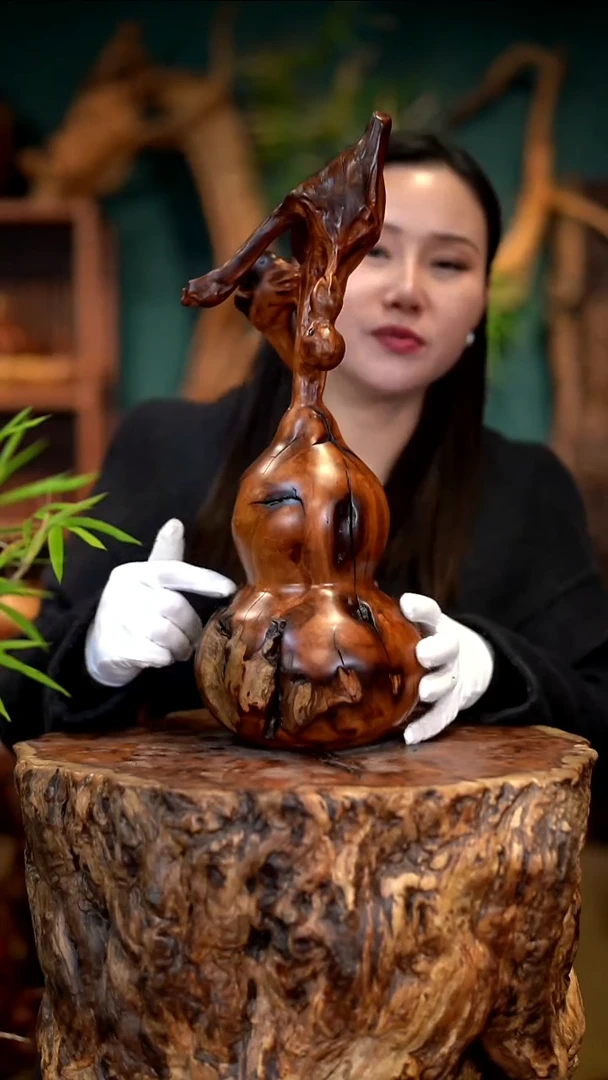 木雷击枣木葫芦摆件