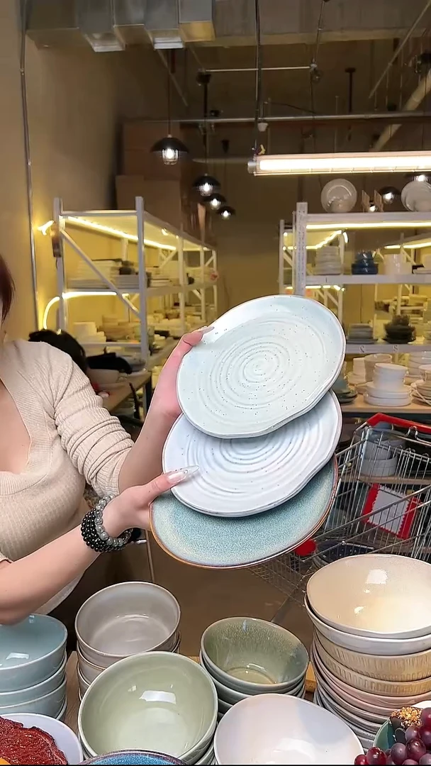 瓷89外贸尾货高温釉下彩陶瓷餐具默认微瑕