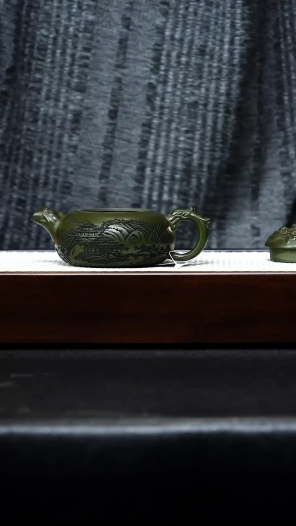 茶杯紫砂宜兴紫砂 鳌头 250cc 绿泥 李志刚h008