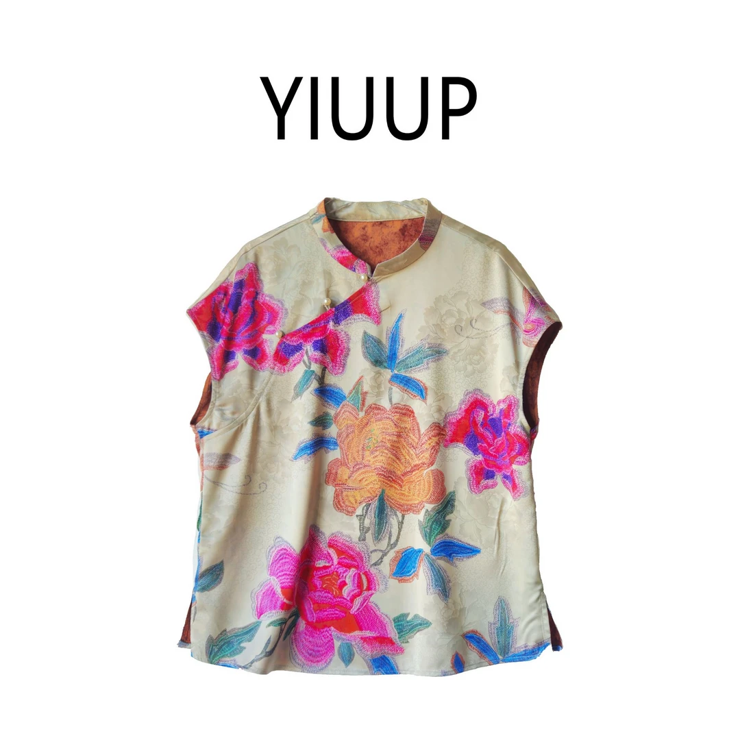 【花绣】白色珐琅釉绣花100%人丝国风新中式上衣