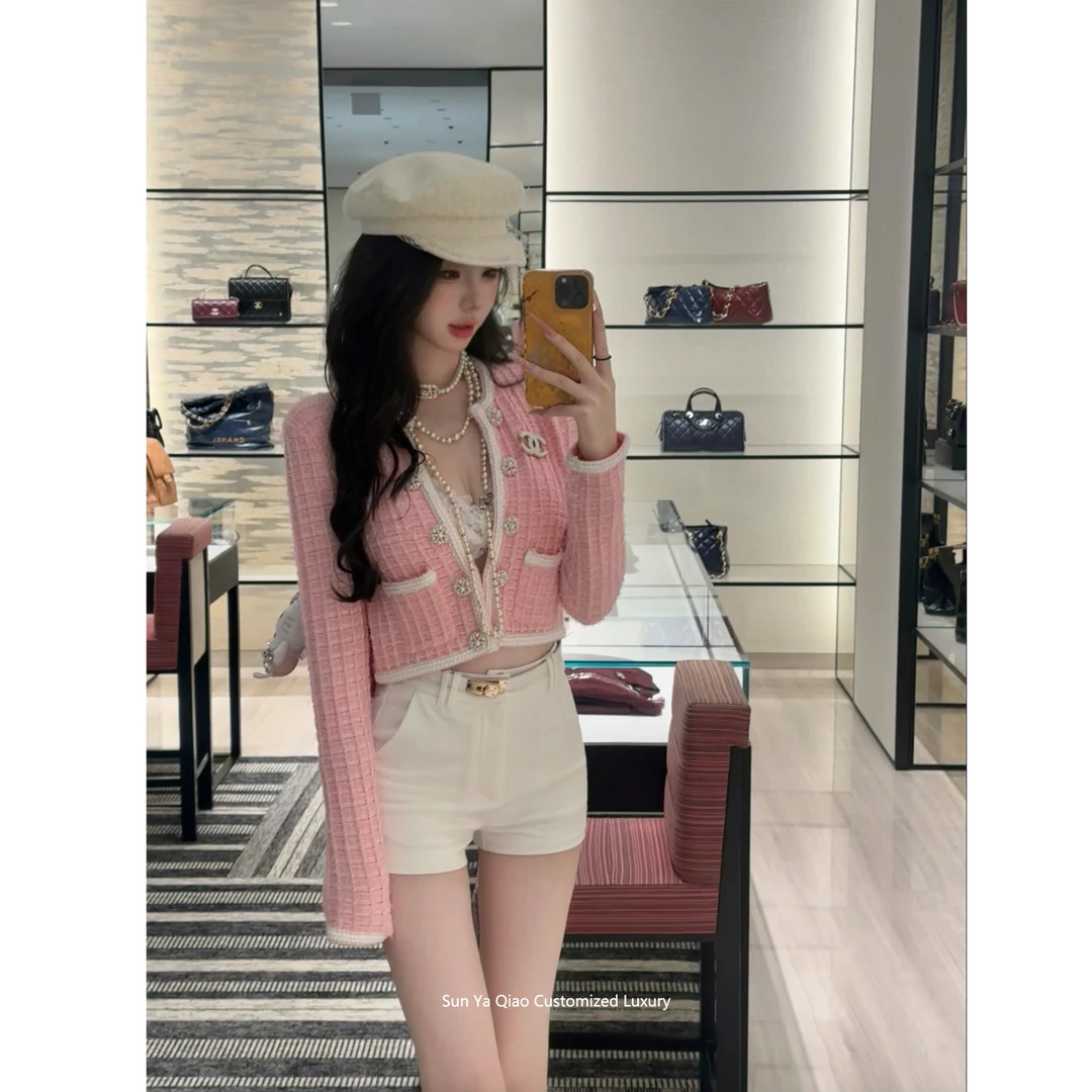 法式早秋新款气质修身短款轻奢名媛小香风针织开衫高级感外套上衣