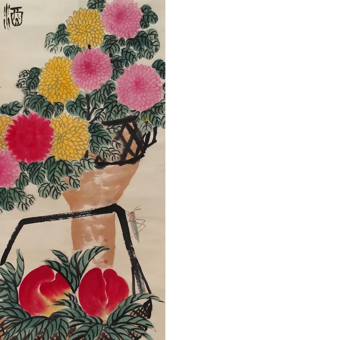 【辽拍】V240607-1-53《花卉》（3.5平尺) 纸本立轴  ws08