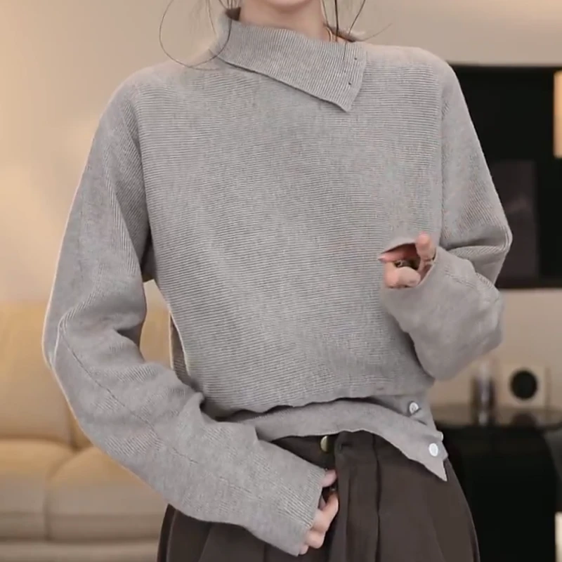 秋冬设计感高领毛衣女洋气时尚百搭显瘦长袖针织衫LK2507720