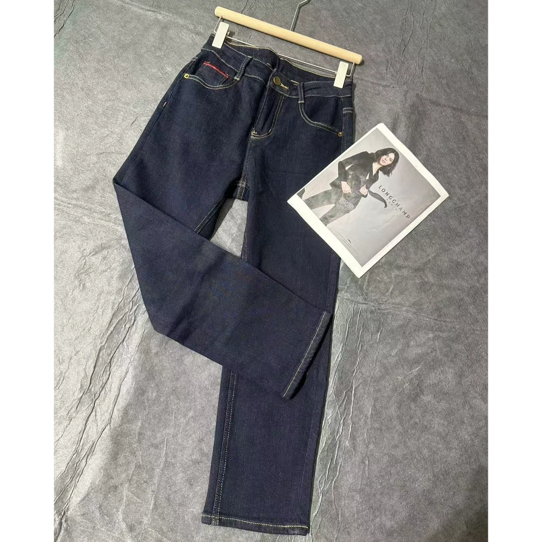 美丽家欧韩冬季拉绒显瘦百搭牛仔烟管裤