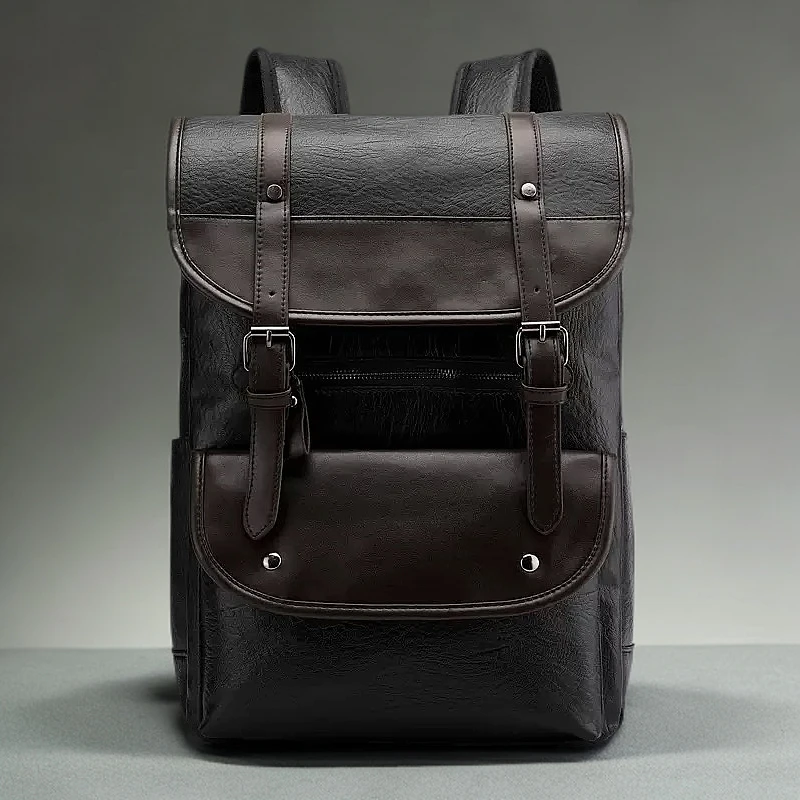 头层牛皮男士休闲旅行百搭潮流旅行大容量时尚户外复古双肩背包
