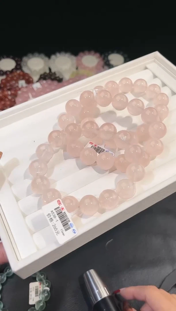 【闪购商品】水晶手链未镶嵌多样性发一冰菊粉15mm