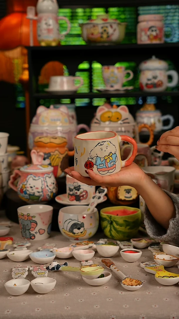 陶瓷无盖款景德镇高温釉下彩纯手绘创意瓷 默