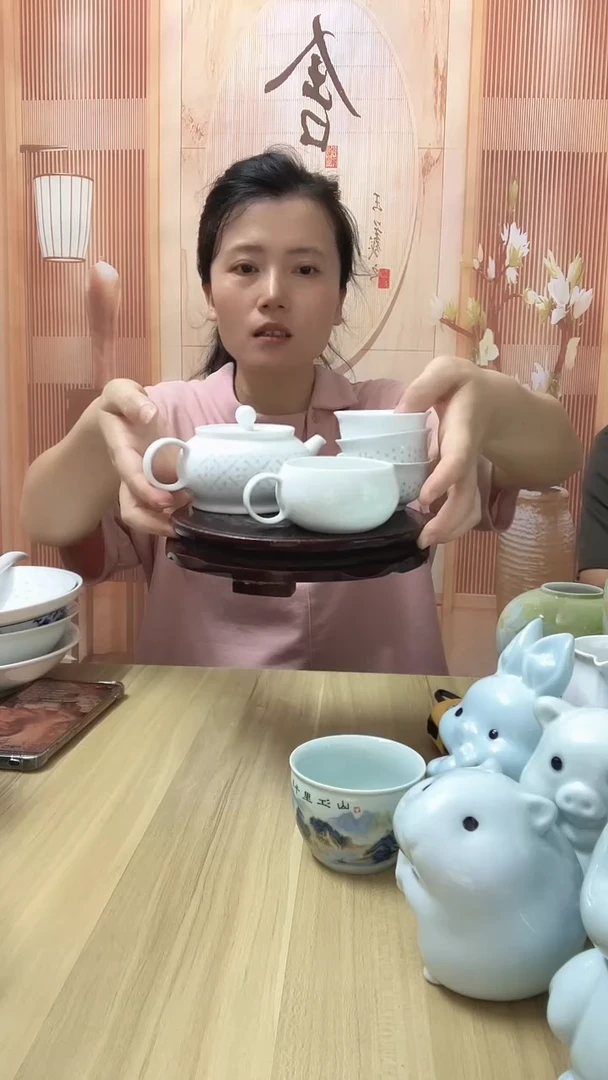 瓷白瓷玲珑茶具套装1套