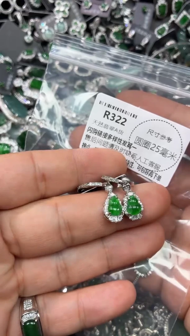 翡翠未镶嵌颈饰R322耳扣