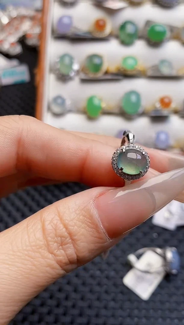 银S925镶嵌戒指翡翠6246