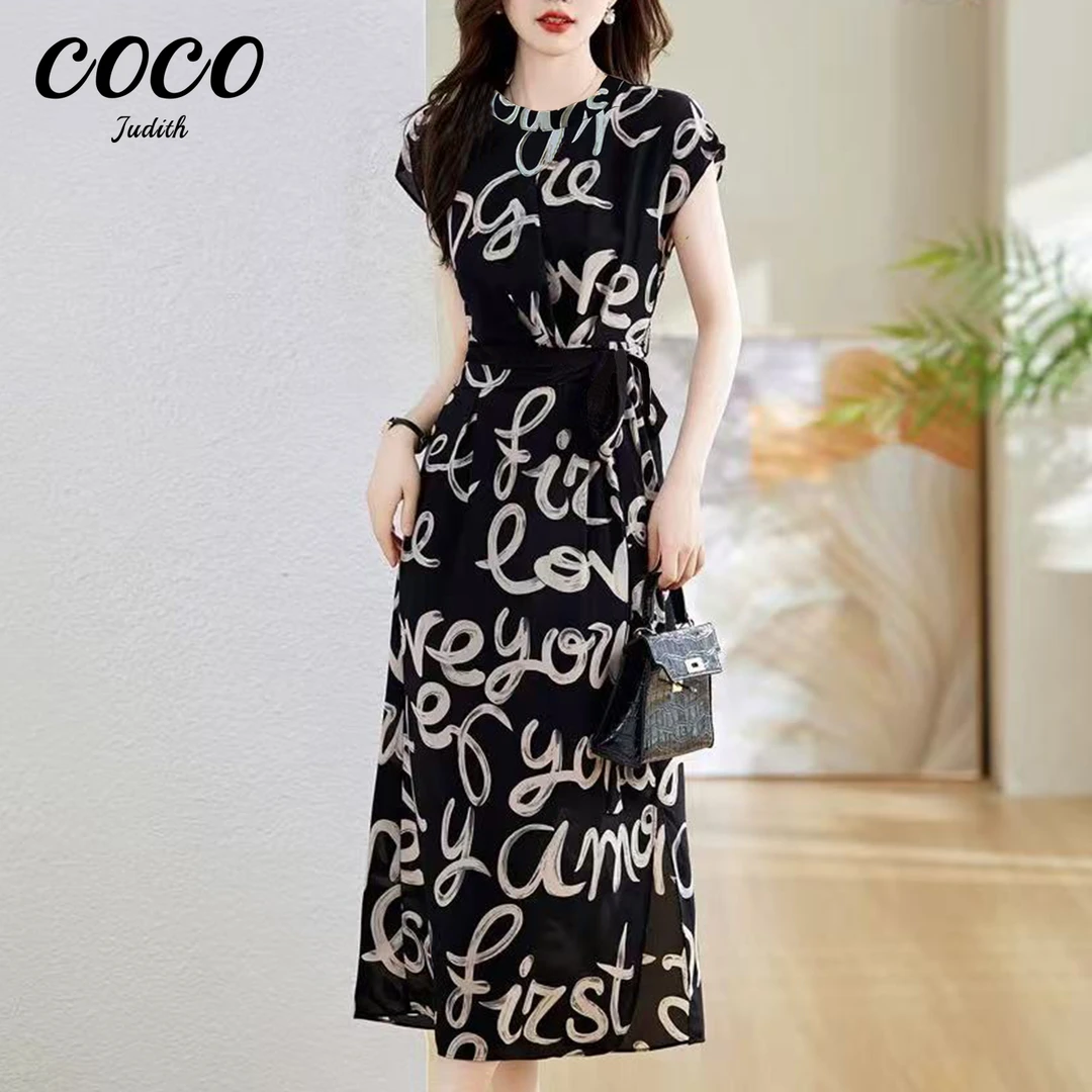 现货【RG177】新款女装设计师连衣裙短袖法式时尚轻奢减龄优雅气质