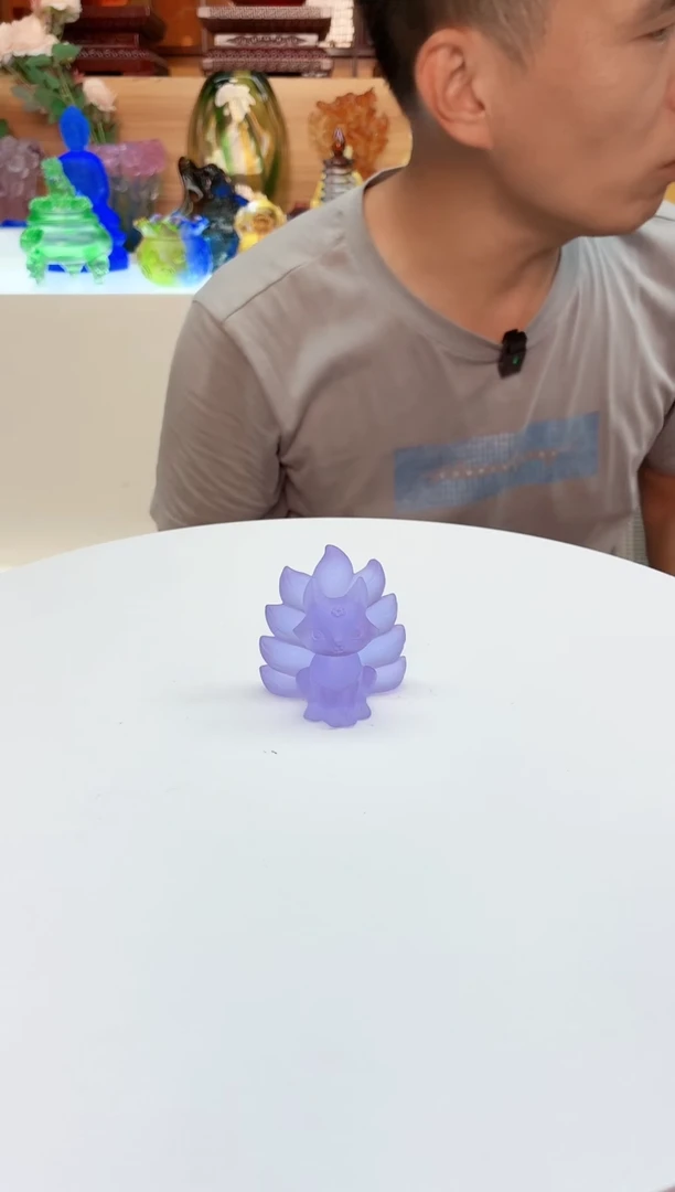 手工艺品琉璃紫色九尾狐5.5*5.5公分