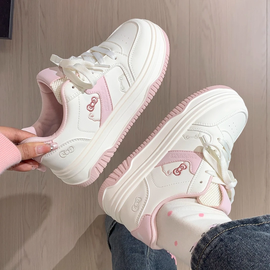 回力可爱kt猫小白鞋秋季新款甜美厚底面包鞋学生百搭国潮小众板鞋