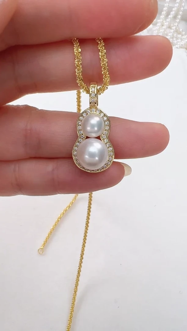 【闪购商品】淡水珍珠颈饰合金金色葫芦