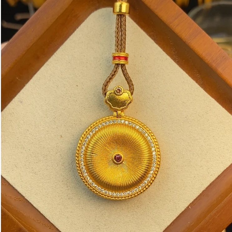 【可转八宝平安扣】新款可转八宝罗盘拉丝平安扣双面吊坠男女礼物