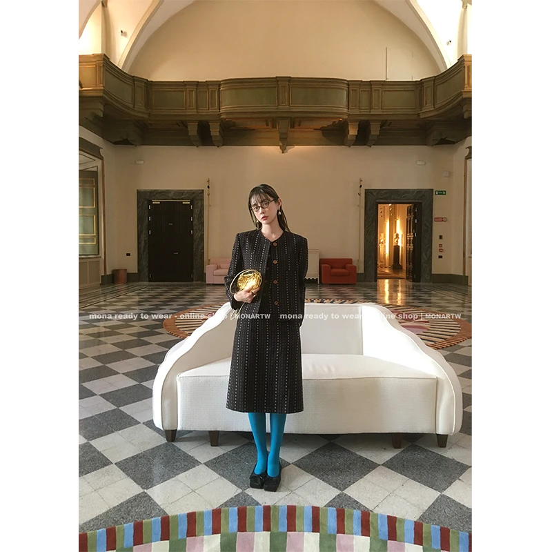 【Mona张绮贤】MONA 马甲西装外套 中腰半裙套装 O125A10021