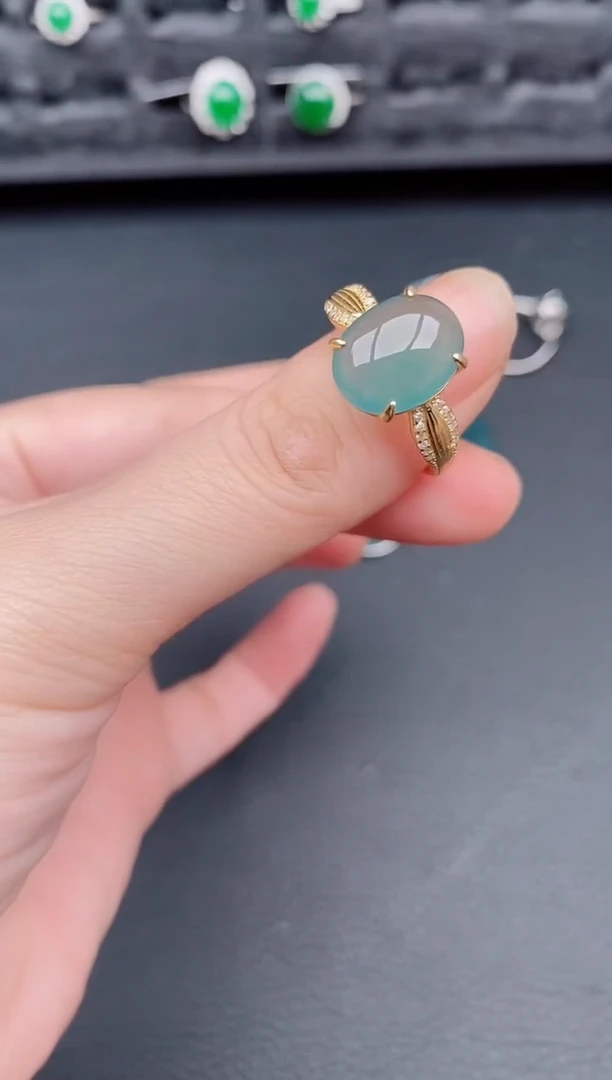 银S925镶嵌戒指翡翠天然a货翡翠190