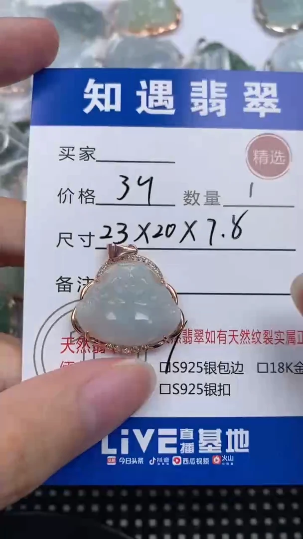 翡翠银S925镶嵌颈饰挂件