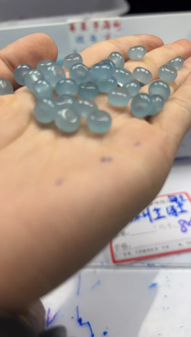 玛瑙/玉髓颈饰未镶嵌w2776冰川海蓝宝算盘8*4mm30颗