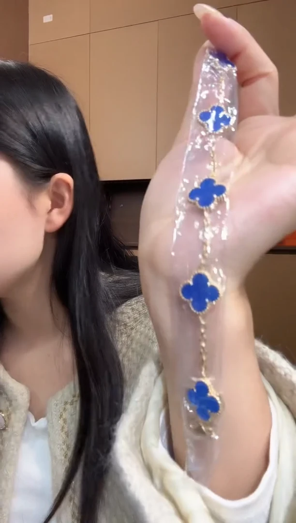 【闪购商品】玛瑙/玉髓手链18K金镶嵌蓝色k黄，五花手链GHJ25版