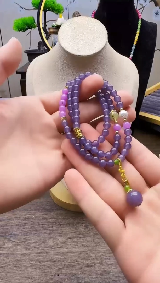 和田玉14K金镶嵌颈饰S114