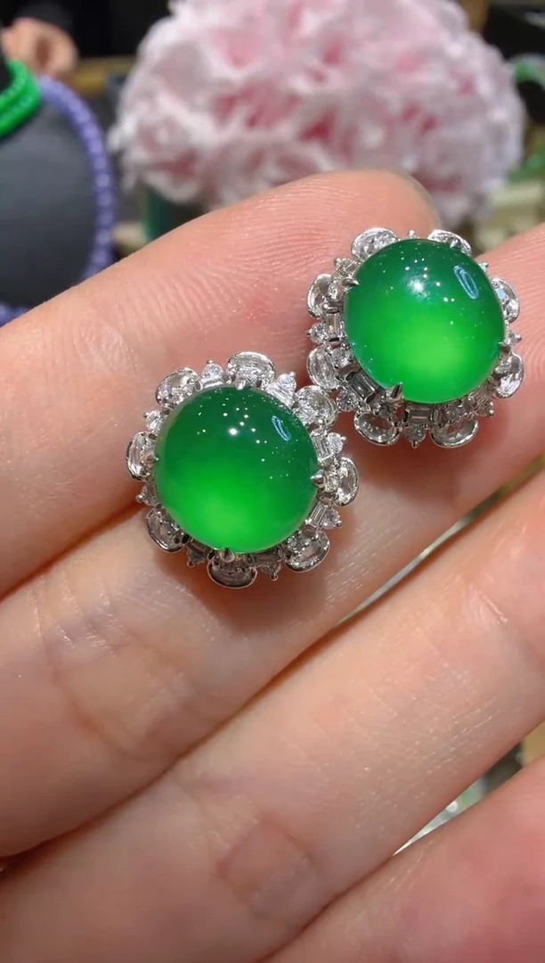 18K金镶嵌翡翠耳饰多样性团购发一件