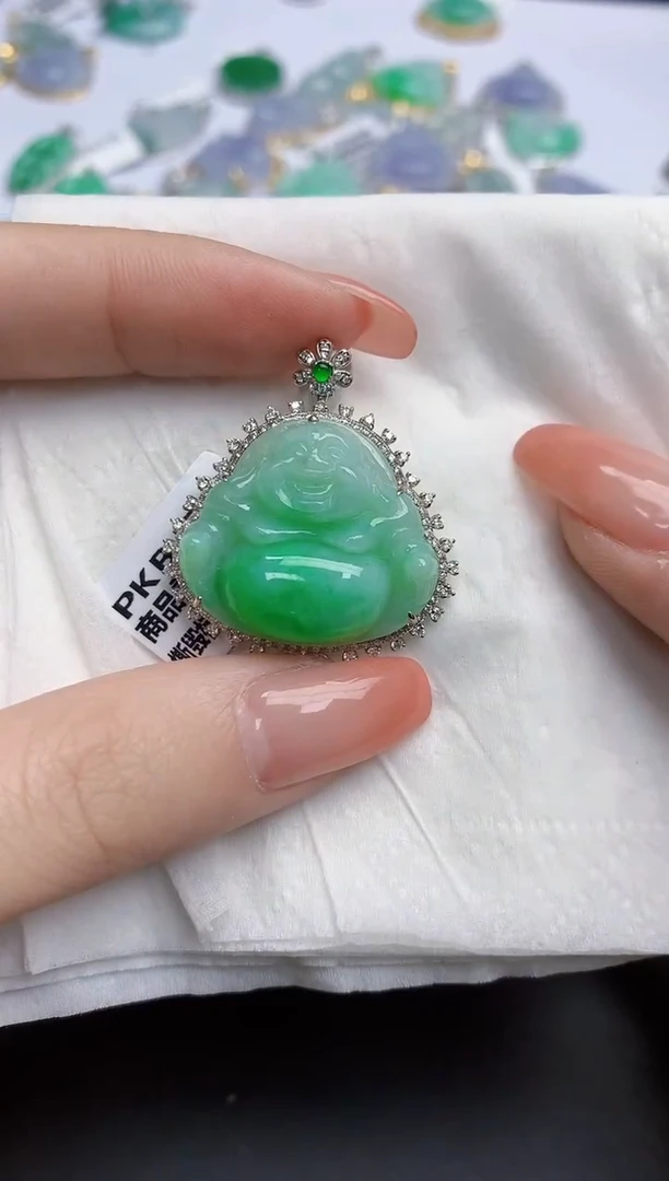 【闪购商品】翡翠颈饰18K金镶嵌天然缅甸翡翠A货