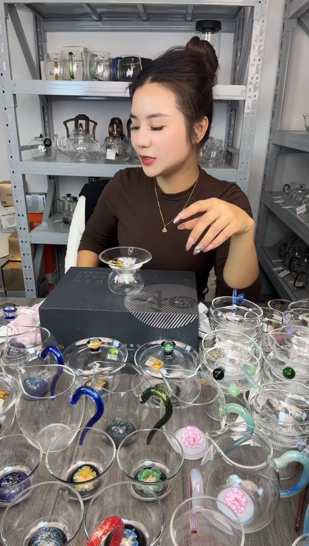 手工艺品玻璃禾器  金鱼茶漏