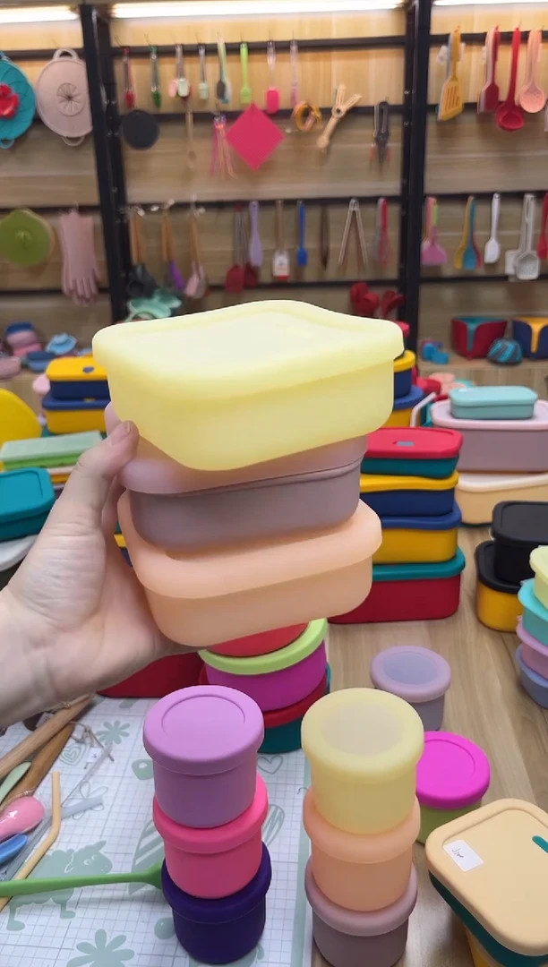 硅胶发3个-（透）粉橙黄-0.3L正方排气盒