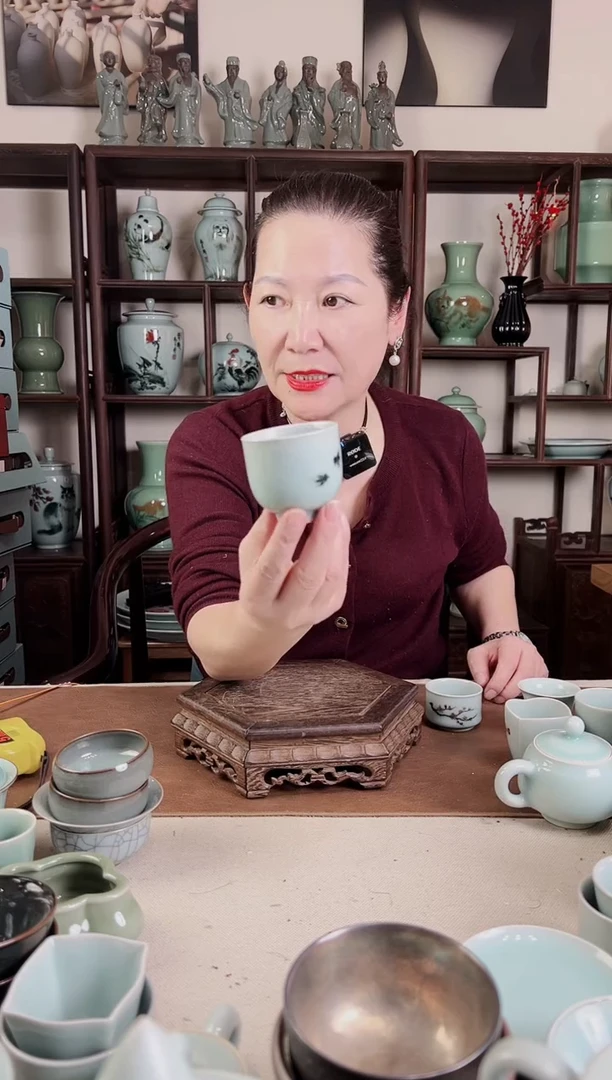釉中彩 燕子画 直口杯