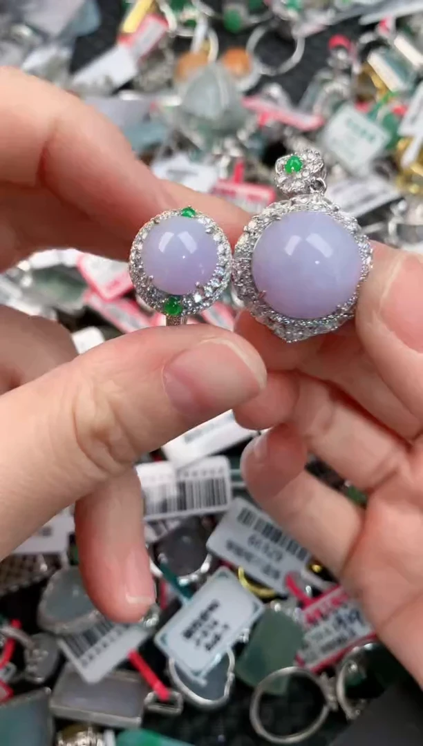 银S925镶嵌戒指翡翠555---8