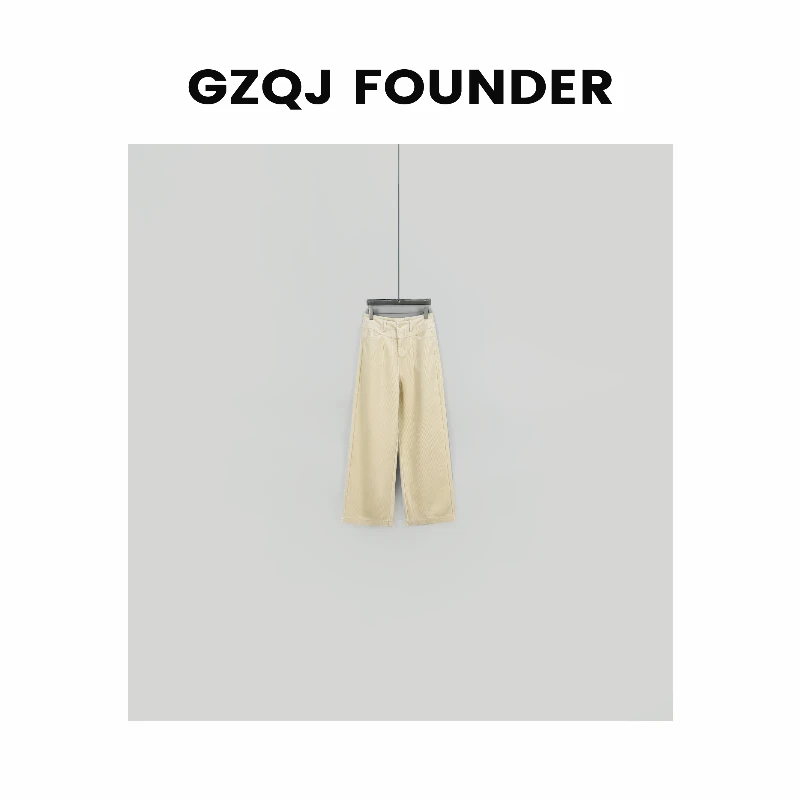 GZQJ【酷盖2.0】设计感高腰百搭宽松加绒休闲裤女 33818