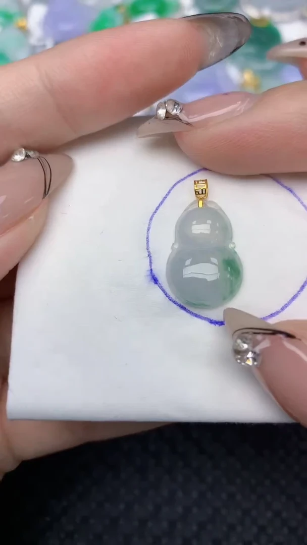 颈饰18K金镶嵌翡翠天然缅甸翡翠a货百元以上9元证书费自理