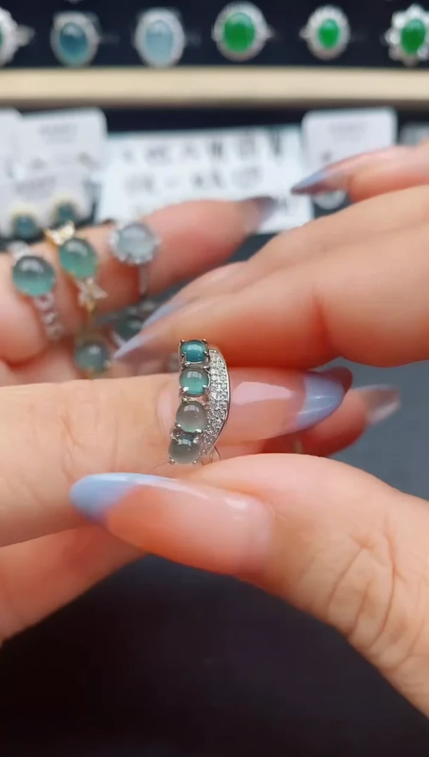 翡翠戒指银S925镶嵌1