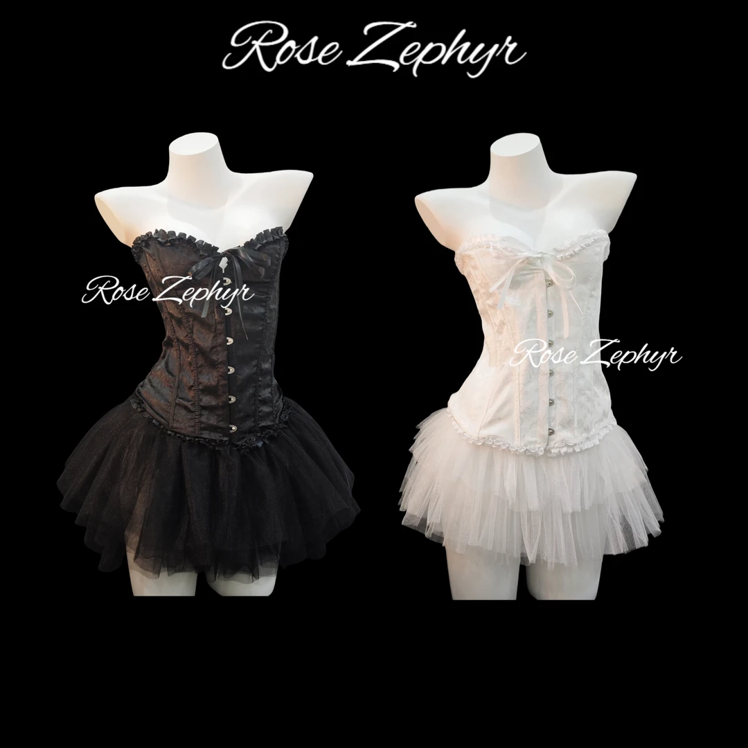 双生天使  高品质性感束腰鱼骨塑身衣胸衣蓬蓬裙纯欲风