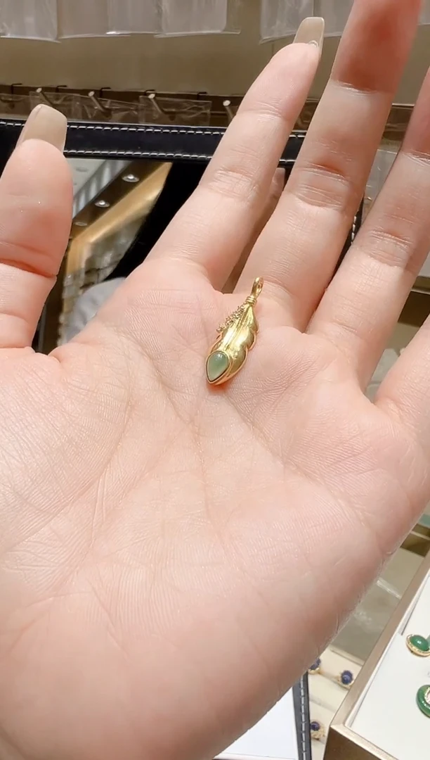 颈饰银S925镀金镶嵌石英质玉@@
