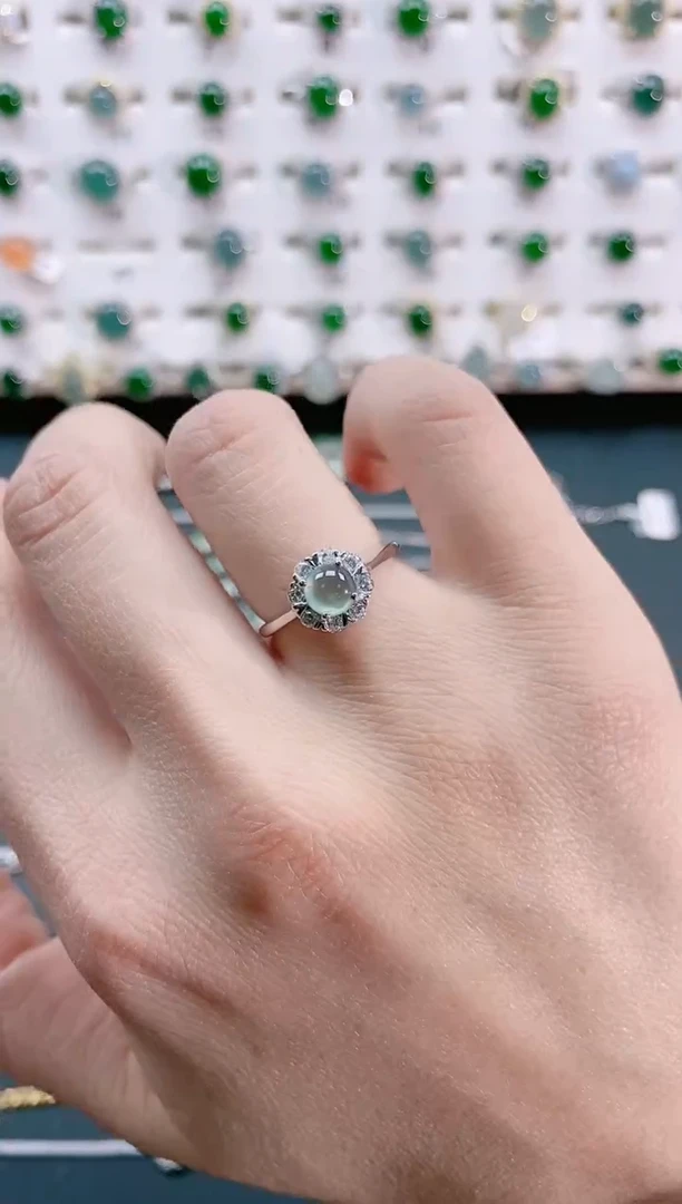 【闪购商品】翡翠戒指银S925镶嵌天然翡翠