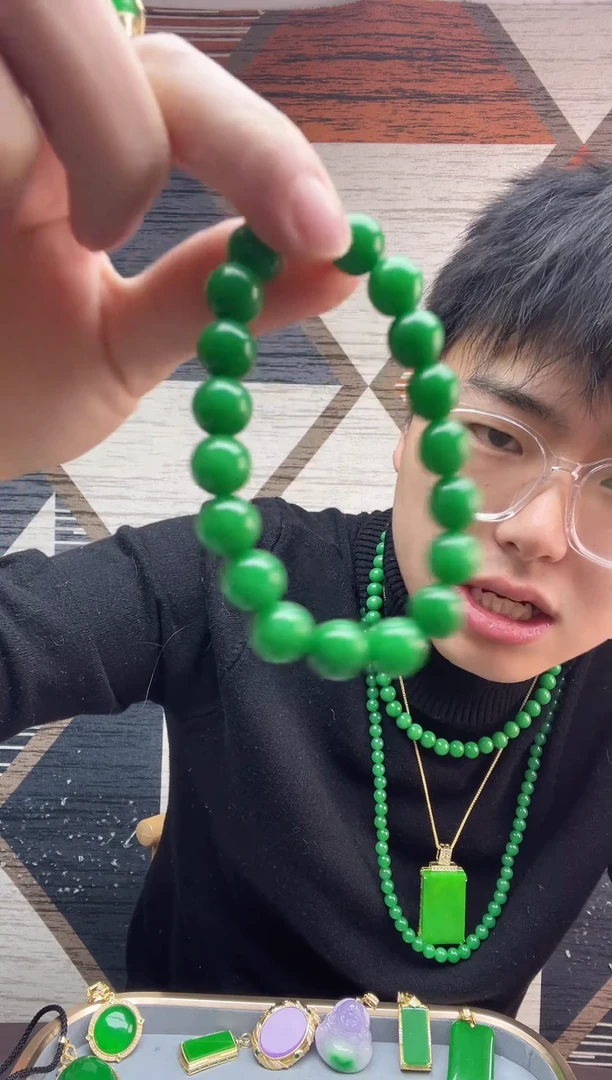 【闪购商品】翡翠手链14K金镶嵌006翡翠圆珠手链