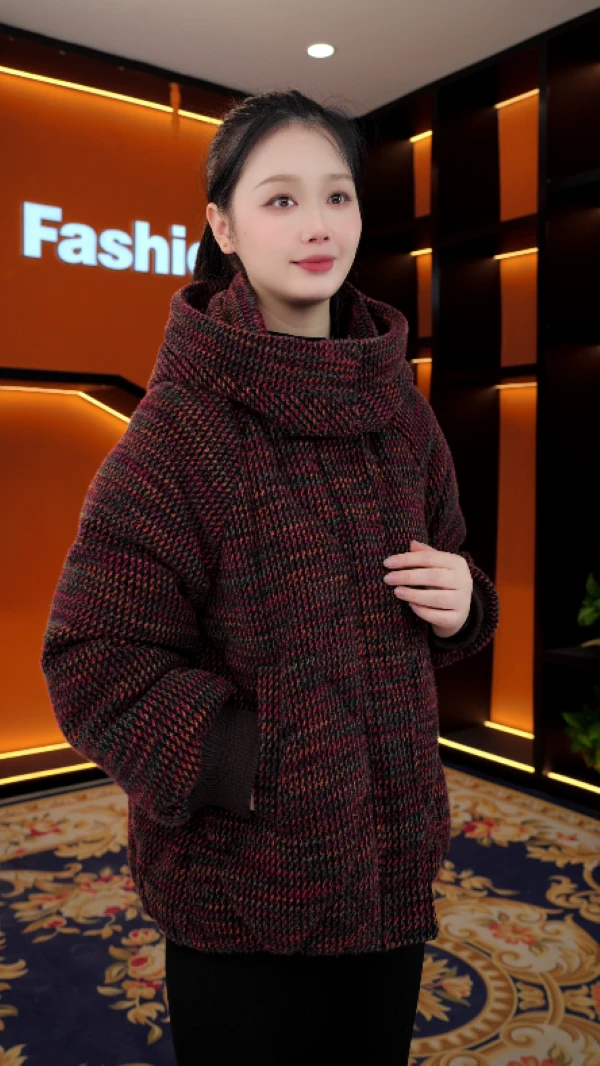 【杭州高定正品】连帽羽绒服2025上新定制色高级保暖外套YRF5369
