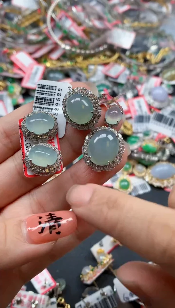 银S925镶嵌戒指翡翠天然A货缅甸翡翠