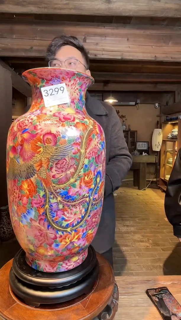 【闪购商品】瓷片景德镇陶瓷掐金丝赏瓶3299