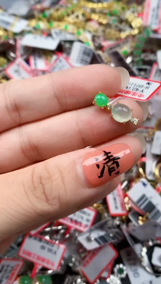 银S925镶嵌戒指翡翠天然A货缅甸翡翠