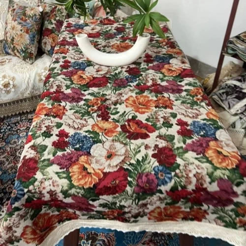 ZN002-85棉麻交织布【90*220】百花齐放棉麻交织布棉边桌布茶几布