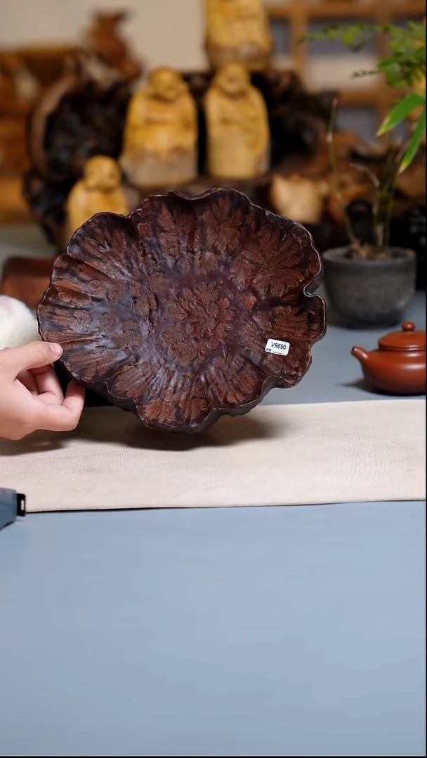 木9690九龙藤荷叶收纳盘C