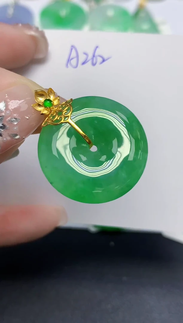 颈饰18K金镶嵌翡翠天然缅甸翡翠A货翡翠百元以上9元证书费自理