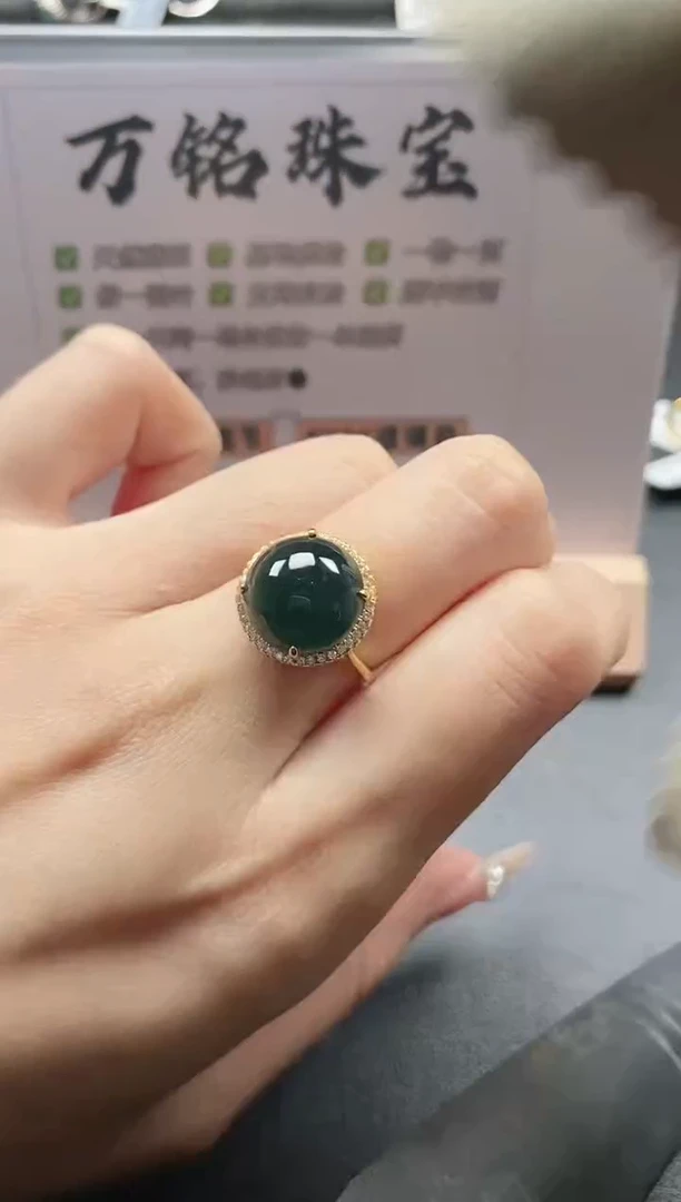 银S925镶嵌戒指翡翠51511